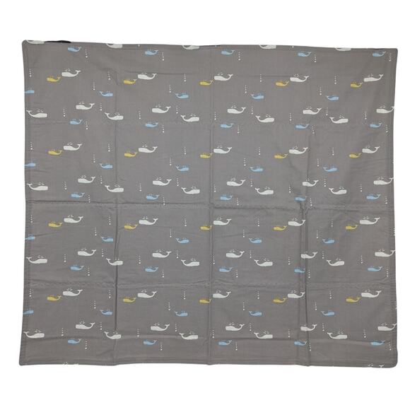 NEW BABY BLANKET Handmade Cotton & Flannel 35x41 Colorful Spouting Whales Fabric - Picture 2 of 6